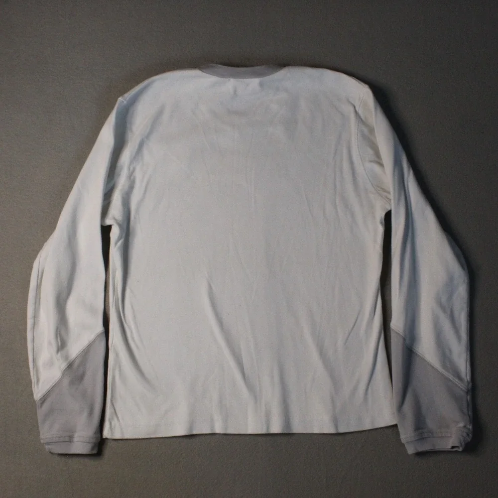 Adidas Men's Long Sleeve V-Neck Activewear Top White/Gray Size Large